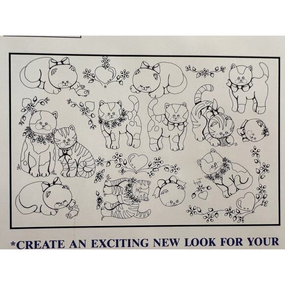 iron on transfers cartoon cats julie cook 1990s - Picture 4 of 5